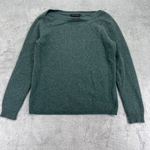 Tahari Pure Luxe Sweater Womens Large Green Cashmere Long Sleeve Pullover